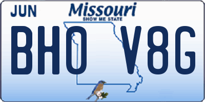 MO license plate BH0V8G