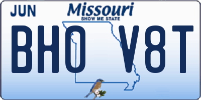 MO license plate BH0V8T