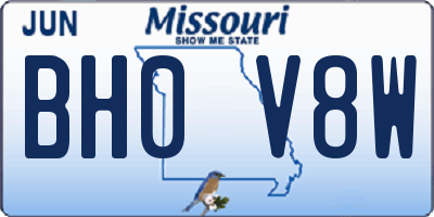 MO license plate BH0V8W