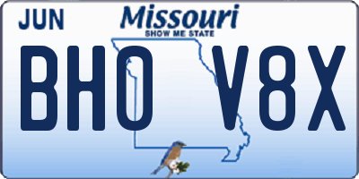 MO license plate BH0V8X