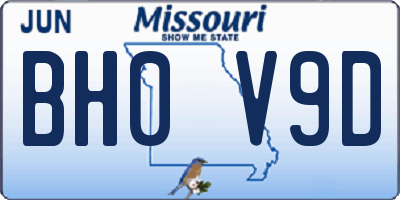 MO license plate BH0V9D