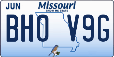 MO license plate BH0V9G