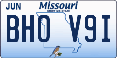 MO license plate BH0V9I
