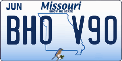 MO license plate BH0V9O