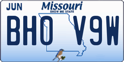 MO license plate BH0V9W