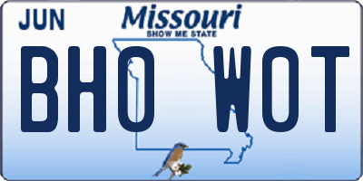 MO license plate BH0W0T