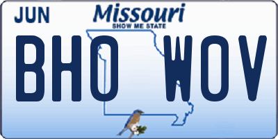 MO license plate BH0W0V