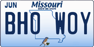 MO license plate BH0W0Y