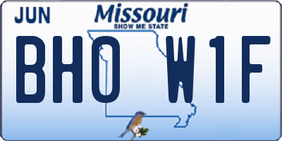 MO license plate BH0W1F