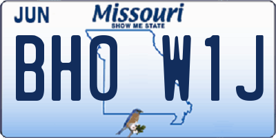 MO license plate BH0W1J