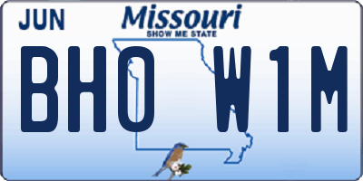 MO license plate BH0W1M