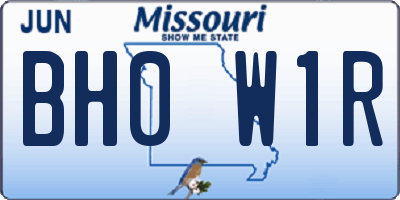 MO license plate BH0W1R