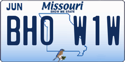 MO license plate BH0W1W
