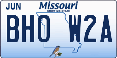 MO license plate BH0W2A