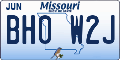 MO license plate BH0W2J