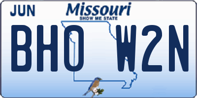 MO license plate BH0W2N
