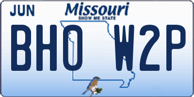 MO license plate BH0W2P