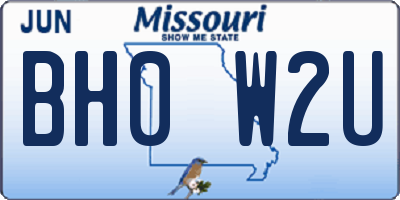 MO license plate BH0W2U