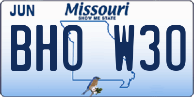 MO license plate BH0W3O
