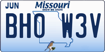 MO license plate BH0W3V