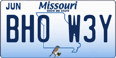 MO license plate BH0W3Y