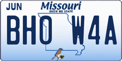 MO license plate BH0W4A