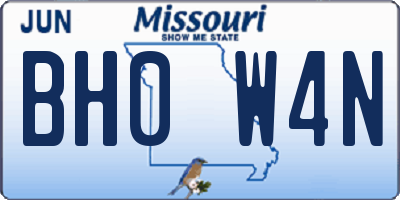 MO license plate BH0W4N