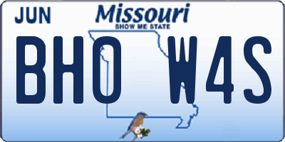 MO license plate BH0W4S