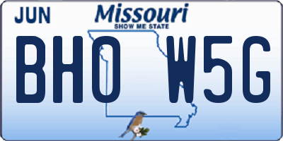 MO license plate BH0W5G