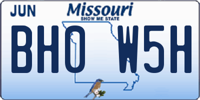 MO license plate BH0W5H