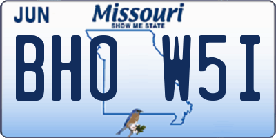 MO license plate BH0W5I