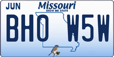 MO license plate BH0W5W
