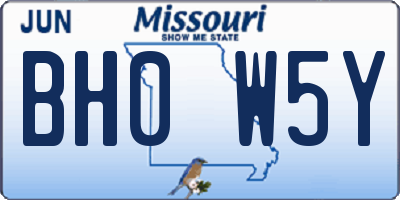MO license plate BH0W5Y