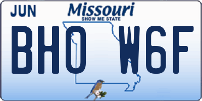 MO license plate BH0W6F
