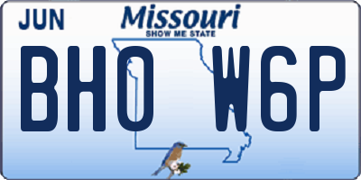 MO license plate BH0W6P