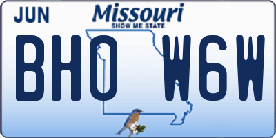 MO license plate BH0W6W