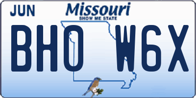 MO license plate BH0W6X