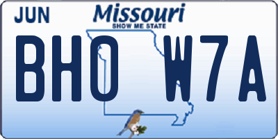 MO license plate BH0W7A