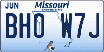 MO license plate BH0W7J