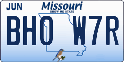 MO license plate BH0W7R