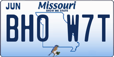 MO license plate BH0W7T