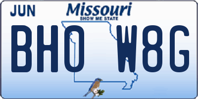 MO license plate BH0W8G