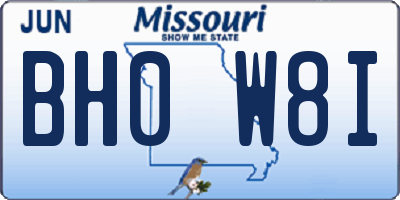 MO license plate BH0W8I