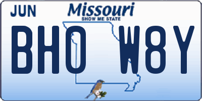 MO license plate BH0W8Y