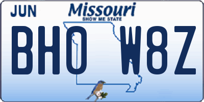 MO license plate BH0W8Z