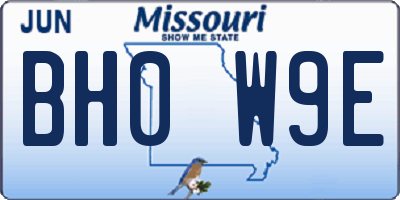 MO license plate BH0W9E