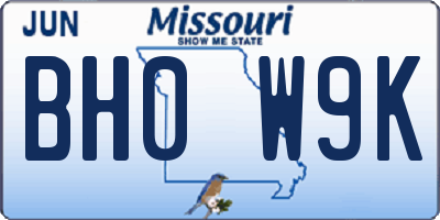 MO license plate BH0W9K