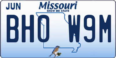 MO license plate BH0W9M