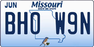 MO license plate BH0W9N