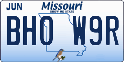 MO license plate BH0W9R
